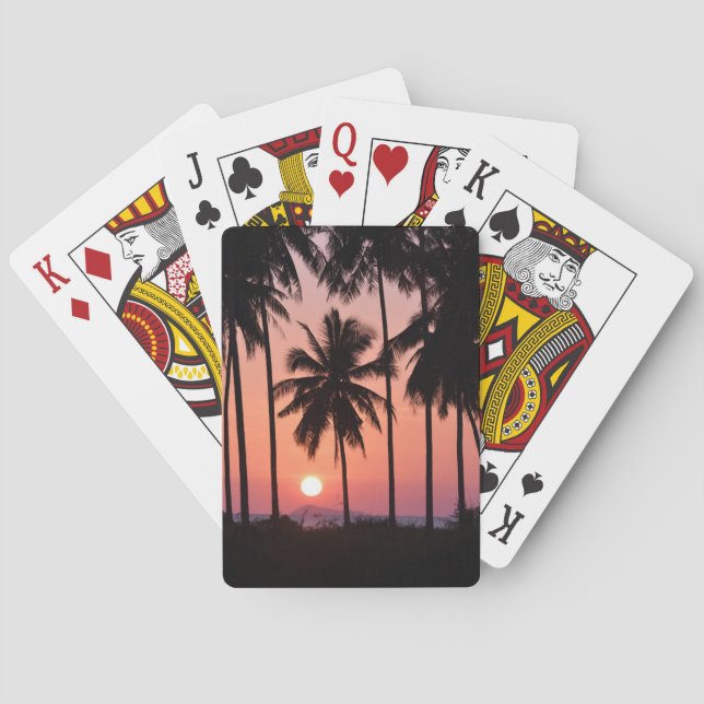 Baraja De Cartas Paisaje de la palmera del coco (Reverso)