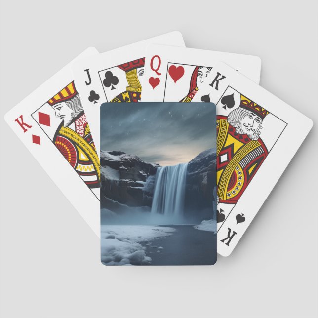 Baraja De Cartas Paisaje de las cascadas de Islandia (Reverso)