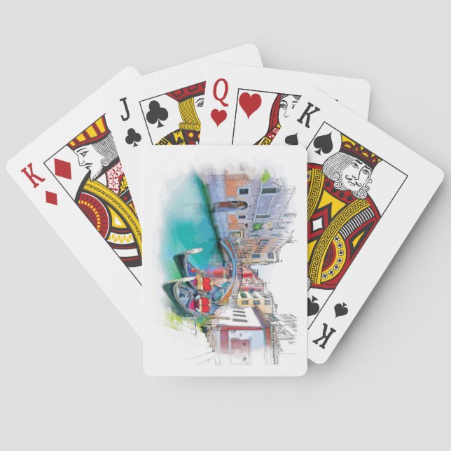 Baraja De Cartas Paisaje de Venecia Italia de mano (Reverso)