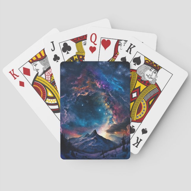 Baraja De Cartas Paisaje espacial de las montañas (Reverso)