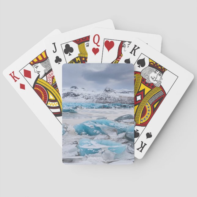 Baraja De Cartas Paisaje glaciar del hielo, Islandia (Reverso)