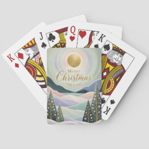 Baraja De Cartas Paisaje montañoso pastel dorado de Navidad