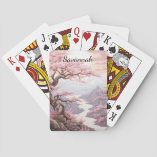 Baraja De Cartas Paisaje personalizable de flor de cerezo