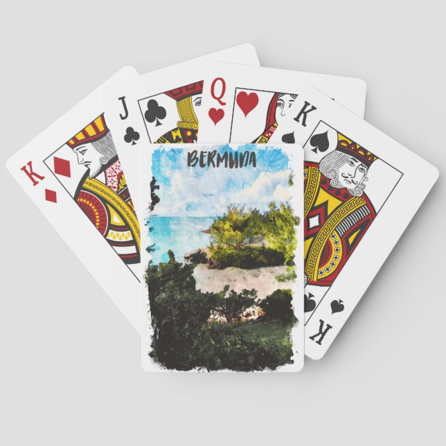Baraja De Cartas Paisaje tropical de las Islas Bermudas (Reverso)