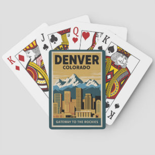 Baraja De Cartas Paisaje urbano de Denver Colorado Arte de viaje Vi