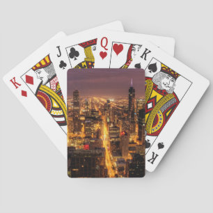 Baraja De Cartas Paisaje urbano de la noche de Chicago