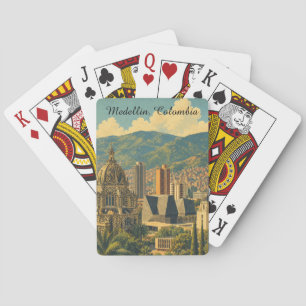 Baraja De Cartas Paisaje urbano vintage de Medellín Colombia Viaje