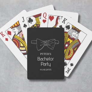 Baraja De Cartas Pajarita Personalizada Negra Despedida de Soltero