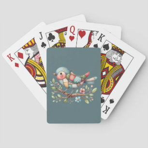 Baraja De Cartas Pájaro Cantante de Patchwork en Rama Florida