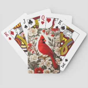 Baraja De Cartas Pájaro Cardinal del Norte Floral Hermoso