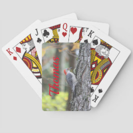 Baraja De Cartas Pájaro Carpintero Con Rojo