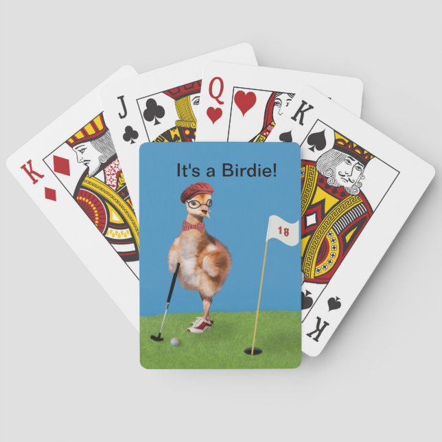 Baraja De Cartas Pájaro chistoso que juega a golf (Reverso)
