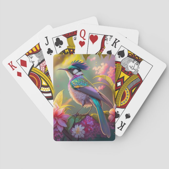 Baraja De Cartas Pájaro de Fantasía Ave Araña Alucinada Creste Azul (Reverso)