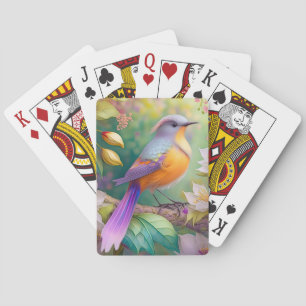 Baraja De Cartas Pájaro de fantasía de cabeza lavanda y pecho naran