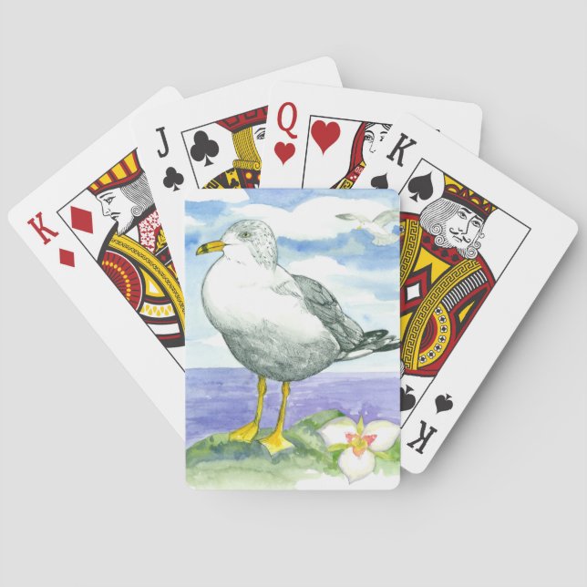 Baraja De Cartas Pájaro de Seagull Waterfowl Sego Lily Shore (Reverso)