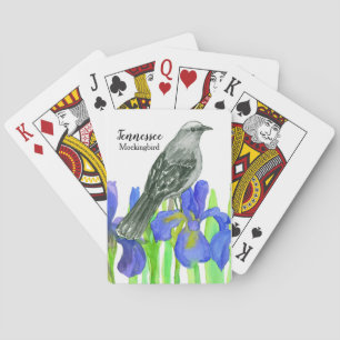 Baraja De Cartas Pájaro del Estado de Tennessee Mockingbird Flor Ir