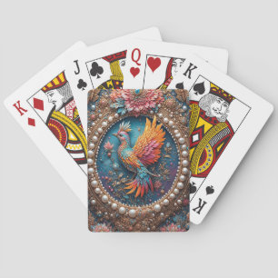 Baraja De Cartas Pájaro dorado en marco decorativo ornamentado