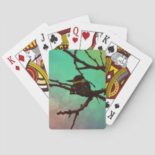 Baraja De Cartas Pájaro En Una Sucursal -Aqua N Rosa
