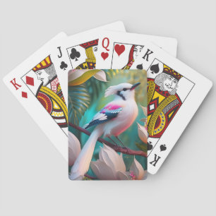 Baraja De Cartas Pájaro Fantasía de Cresta Blanca y Pecho Sonrosado