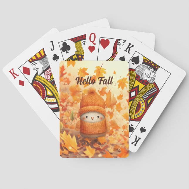 Baraja De Cartas Pájaro lindo de otoño vestido para otoño (Reverso)