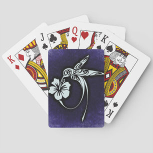 Baraja De Cartas Pájaro Ornamentado sobre Azul Profundo