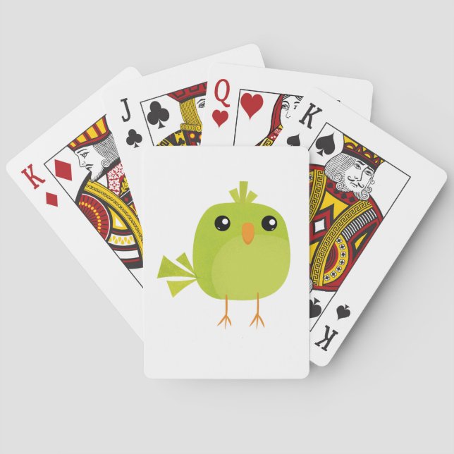 Baraja De Cartas Pájaro Verde Cartoon (Reverso)