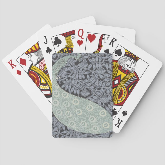 Baraja De Cartas Pájaro Vintage clásico de Peacock Art Nouveau (Reverso)