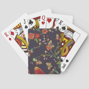 Baraja De Cartas Pájaro vintage, mariposa, acuarela de bordado.