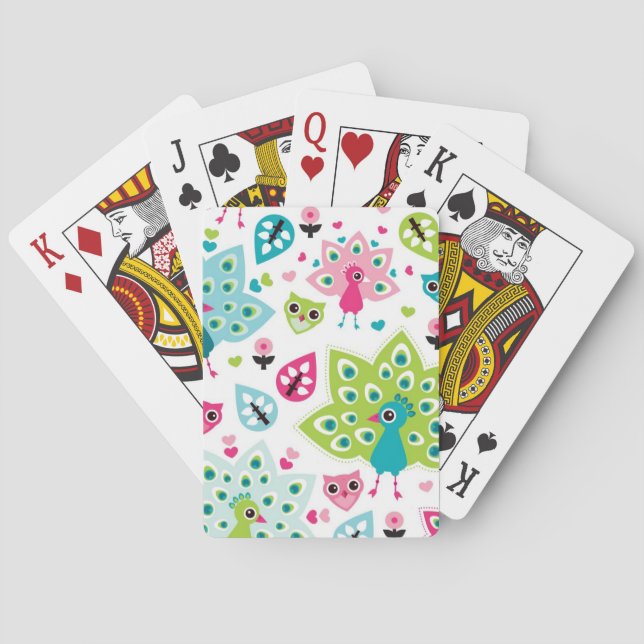 Baraja De Cartas pájaro y búho del pavo real (Reverso)