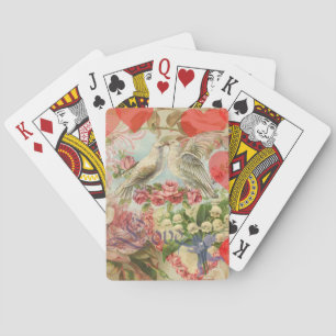Baraja De Cartas Pájaros de Amor Vintage Antiguo Corazón