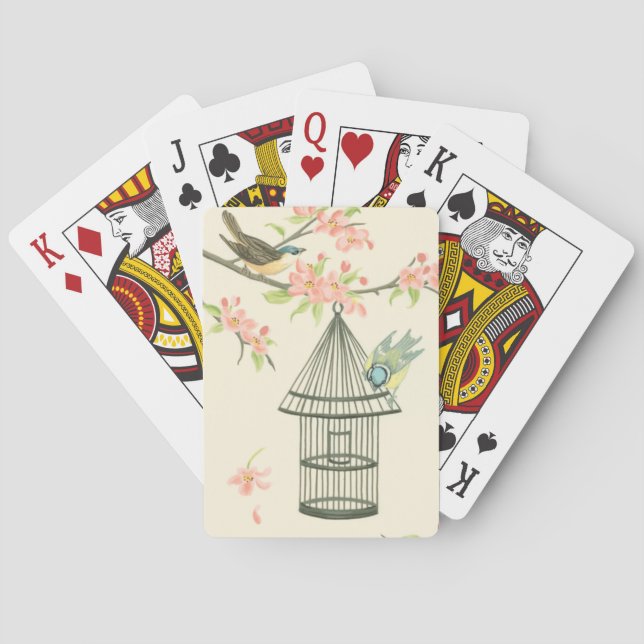 Baraja De Cartas Pájaros pequeños encaramados en una rama y en una  (Reverso)
