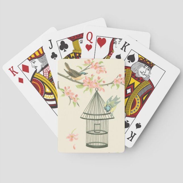 Baraja De Cartas Pájaros pequeños encaramados en una rama y en una  (Reverso)