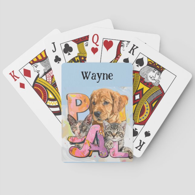 Baraja De Cartas Pal Dog and Cats Plus Personalize Name  (Reverso)