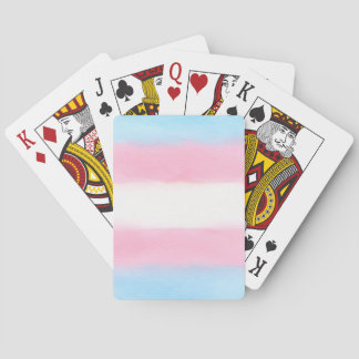 Baraja De Cartas pale trans flag on playing cards