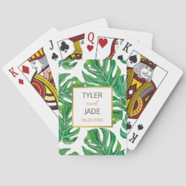 Baraja De Cartas Palm acuarela deja favor de matrimonio personaliza