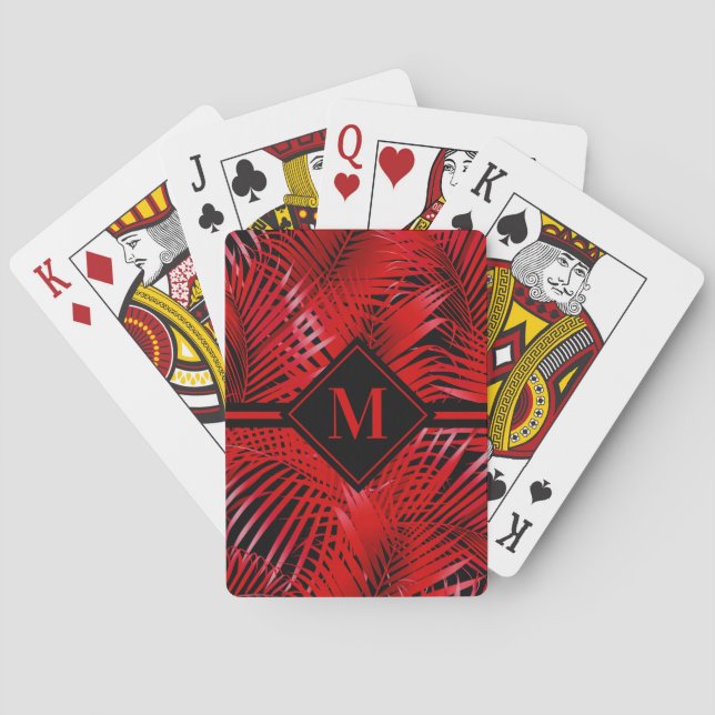 Baraja De Cartas Palm Roja Monogramada (Reverso)