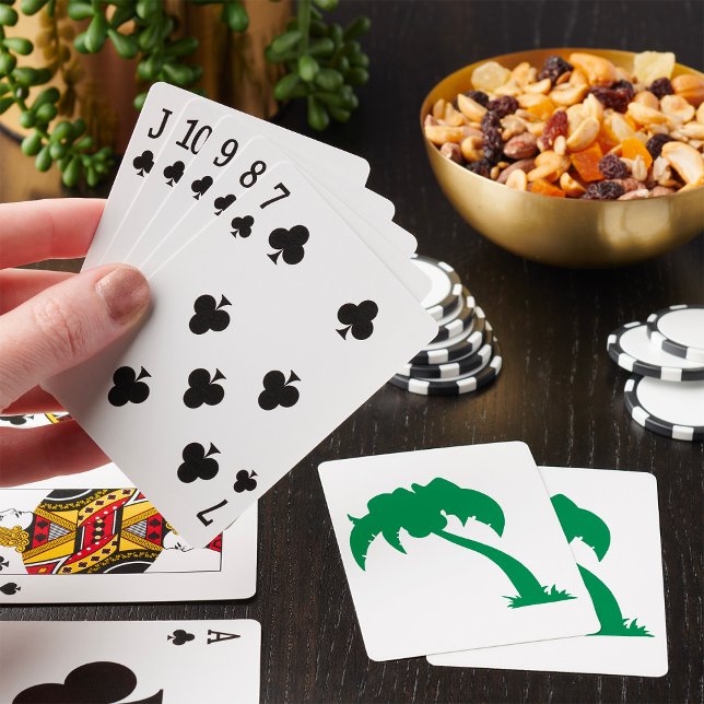 Baraja De Cartas Palm Tree Tropical Silhouette Green Island Beach (Subido por el creador)