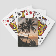 Palm Trees Tropicales Sunset Silhouette Beach