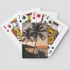 Baraja De Cartas Palm Trees Tropicales Sunset Silhouette Beach