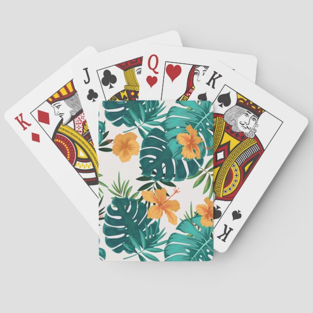 Baraja De Cartas Palm tropical acuática, Hibiskus hawaiano (Reverso)