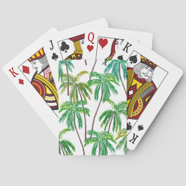 Baraja De Cartas Palmas acrílicas: Textura textil de verano. (Reverso)