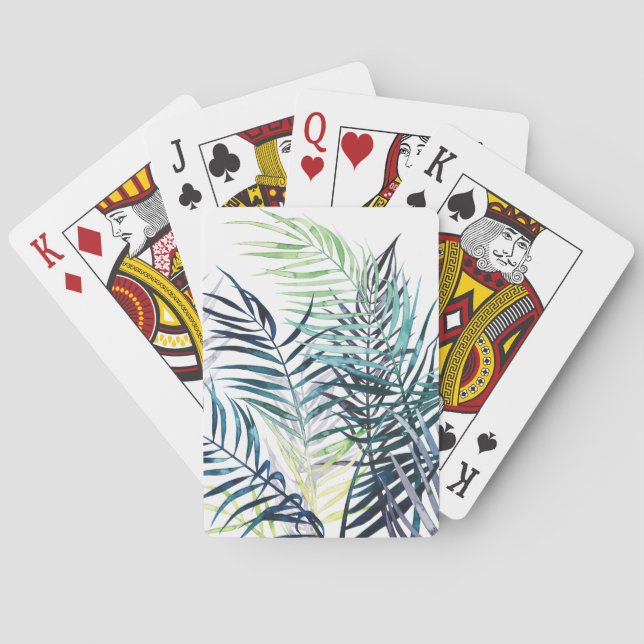 Baraja De Cartas Palmas crepusculares - hojas tropicales (Reverso)