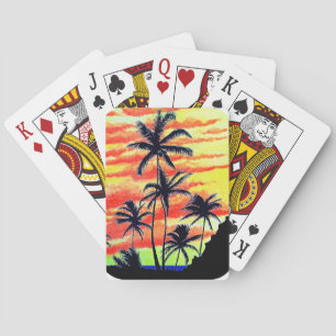 Baraja De Cartas Palmas de Coco Sunset de Hawái