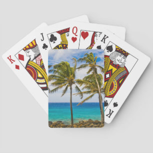 Baraja De Cartas Palmeras de coco (Cocos nucifera) balanceándose en