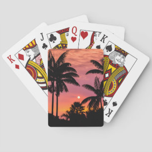 Baraja De Cartas Palmeras en silueta, Hawái