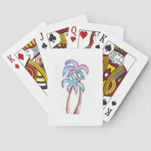 Baraja De Cartas Palmeras pintadas acuarela artística del verano