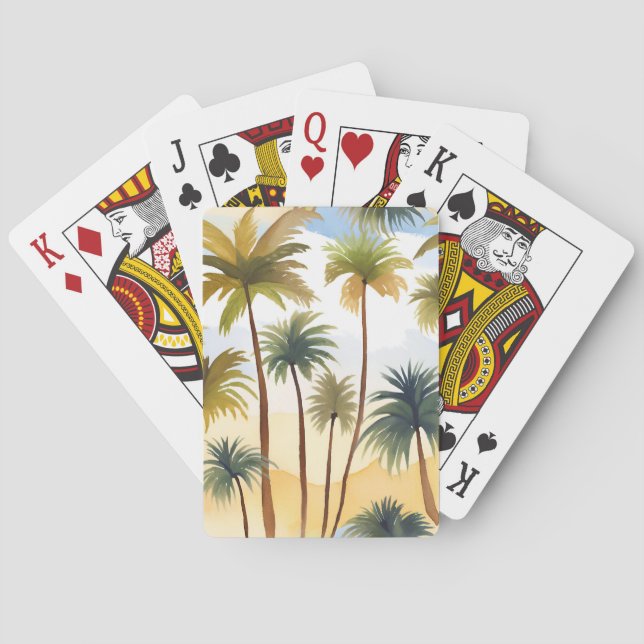Baraja De Cartas Palmeras Tropicales | Tarjeta acuática de playa (Reverso)
