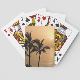 Baraja De Cartas Palmeras y atardecer romántico