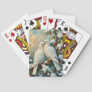 Baraja De Cartas Palomas de Navidad Vintage en rama de hoja perenne
