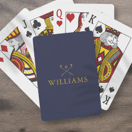 Baraja De Cartas Palos de Golf Personalizados Nombre Azul Marino y 